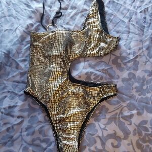 Gold and Black Snakeskin Onepiece